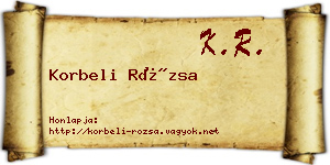 Korbeli Rózsa névjegykártya